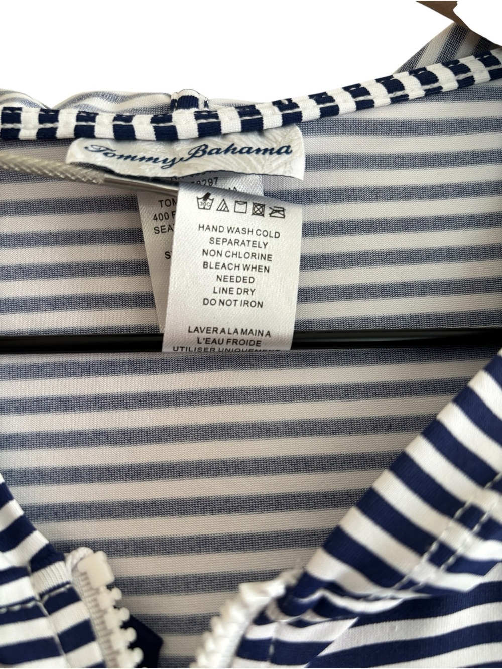 Tommy Bahama Full Zip Hooded Rash Guard Jacket UPF 50+ Women's Small Navy White - Picture 11 of 14
